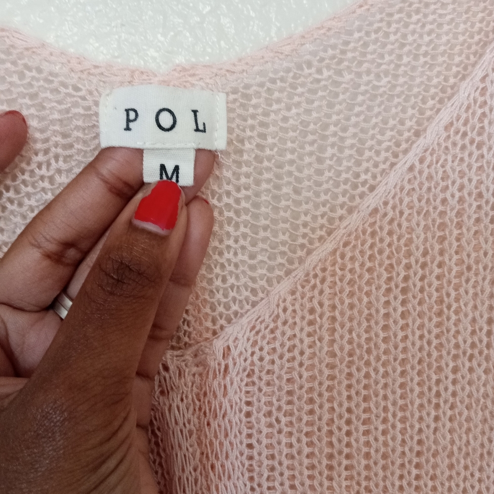 POL Knit Crochet Oversized Women's Pink Top Beach Coastal Cottagecore - Picture 4 of 8